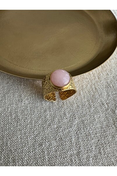 ringbox Gold Steel Anti-Tarnish Pink Stone Ring