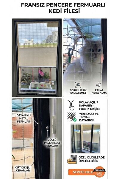 CatBlock French Window and Door Zippered Cat Net