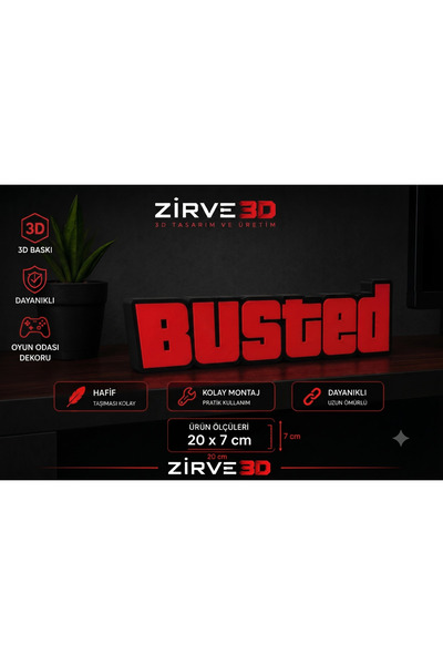 ZirveAlışveriş BUSTED Yazı Figürü Masa Dekoru - Oyuncu Odası Gaming Aksesuarı...
