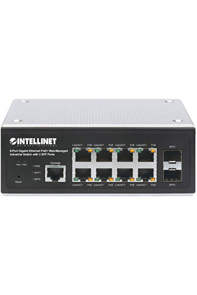Intellinet Διαχειριζόμενος διακόπτης L2 PoE+ με 8 θύρες Ethernet και 2 θύρες SFP