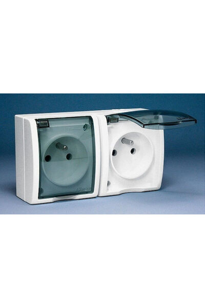 Kontakt-Simon Priză dublă etanșă Aquarius Z U 16A IP54 cu capac transparent a...