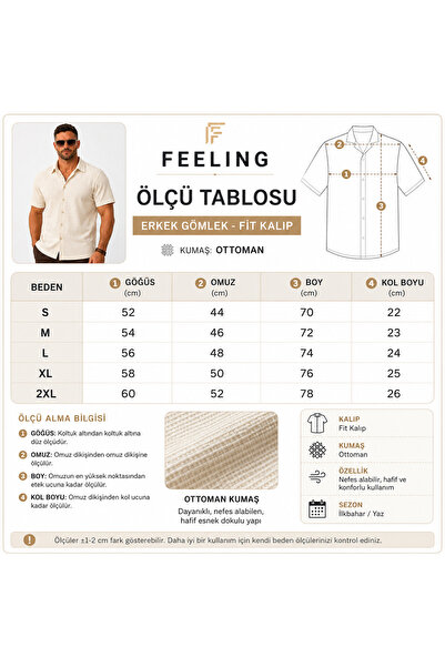 MARKATEM Feeling Men's Modern Fit Rib Textured Summer Shirtcomfort Series