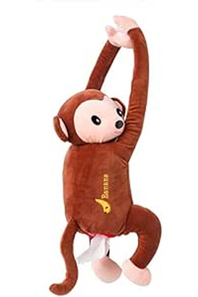 Arabest Plush Monkey Hanging Tissue Holder, Cartoon Car Tissue Storage Bag, F...