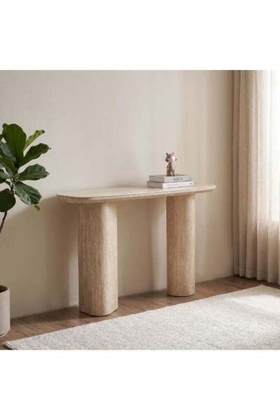 Danube Home Nordic Console Table for Living Room - Stylish Beige/White Engine...