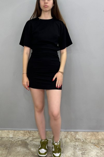 Tam Moda Soft Touch Modal Fabric Side Gathered Mini Dress