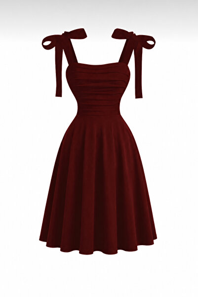 Edela Shoulder-Tie Bow Strap Midi Dress 9564