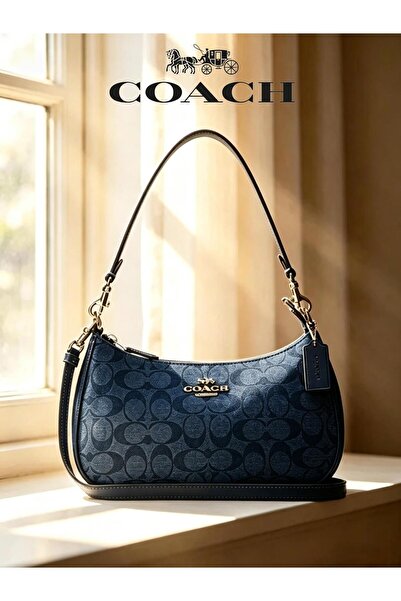 Coach New York Shoulder Bag for Women Denim Blue Crossbody bag Handbag Messag...