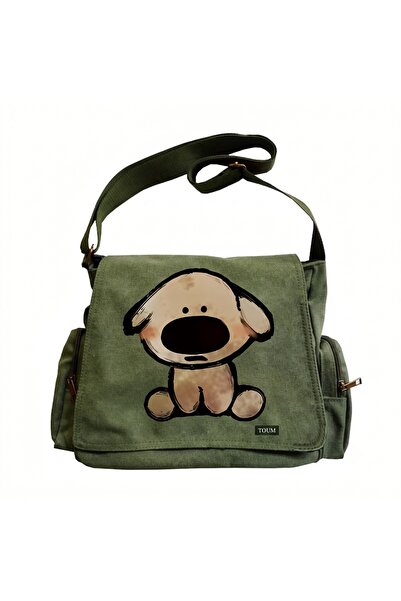 Toum Vintage Animal Botanical Printed Unisex Khaki Messenger Bag