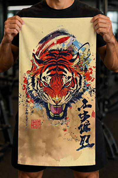 Charmbi Tao Tiger 45X90 Sports Towel |   Digital Printed Cotton Premium Quali...