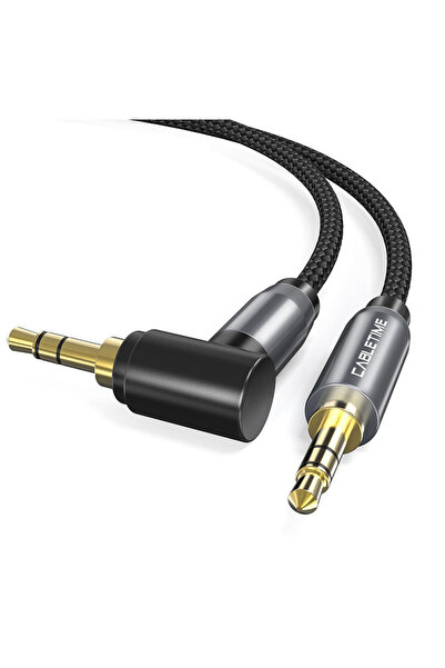 Cabletime καλώδιο ήχου 3.5mm CT-P11RGN, γωνιακό, AUX, 1m, μαύρο