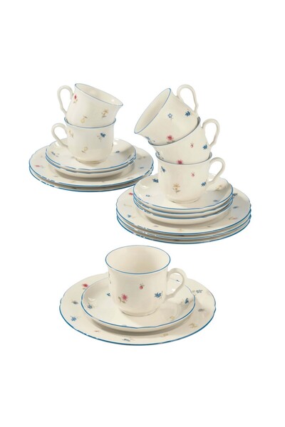 OEM Set de cafea pentru 6 persoane, MARIE-LUISE, portelan, flori de camp, ivoire