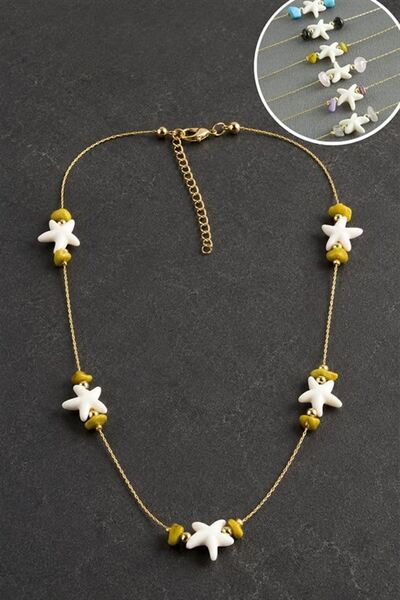 Generic Brand Starfish Broken Natural Stone Necklace - Gray