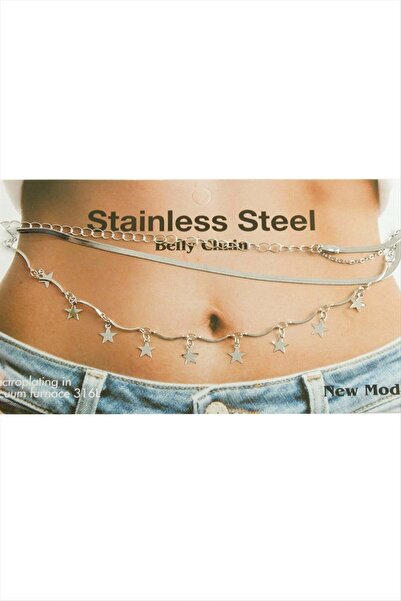 Marsilyan Yıldız Çelik Waist Belly Chain Ilkel-Bjt940