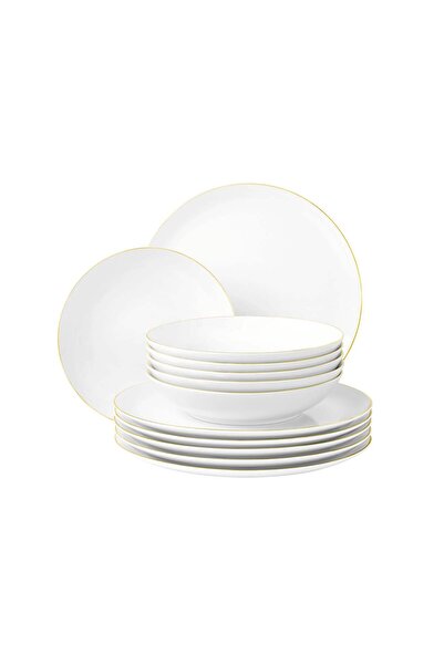 OEM Set de camping vesela LIBERTY, 6 persoane, alb cu detalii aurii