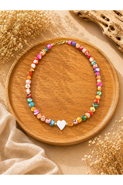 Marka Colorful Stone Heart Women's Necklace