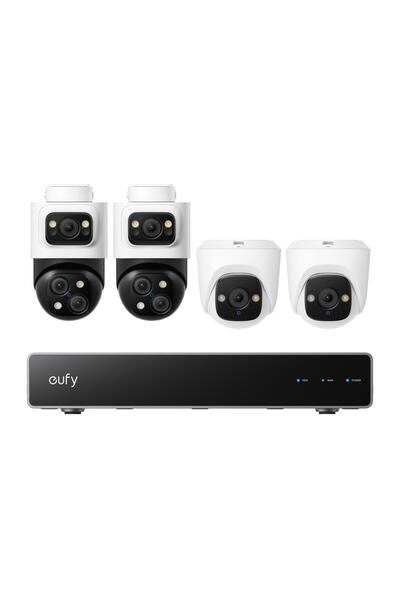 eufy Комплект за видеонаблюдение NVR S4, AI, Двоен изглед, Цветно нощно вижда...
