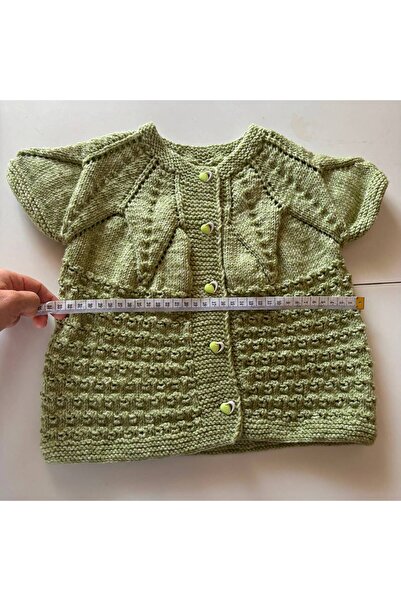 Genel Markalar ERA BABY El Örgüsü Ajurlu Bebek Yeleği Açık Yeşil Düğmeli Triko Unisex 0-3/3-6 Ay