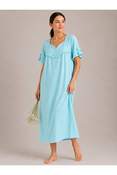 Alize Moda 100% Cotton Short Sleeve Plus Size Women's Nightgown