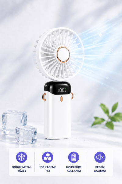 Teknodrone Taşınabilir Mini Vantilatör Dijital Ekranlı Ayarlanabilir Hızlı El...