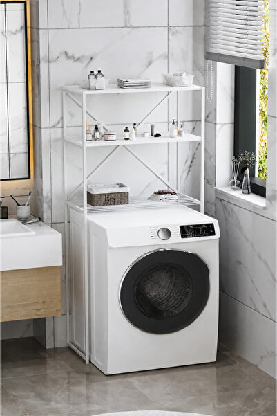 ED Efelez Design Bathroom Shelf, Beril 2-Shelf Organizer Above Washing Machin...