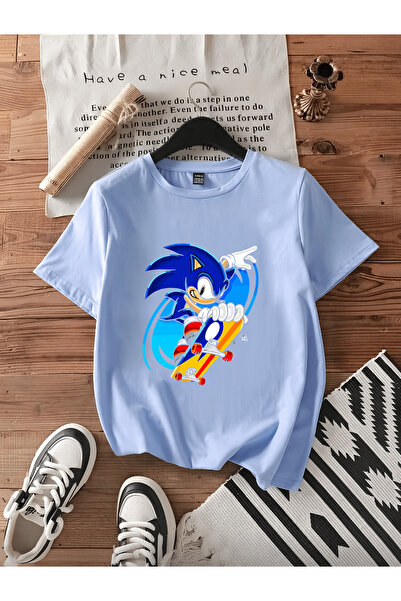 MAGORS تيشيرت للأطفال من SONIC THE HEDGEHOG بطبعة الموسم الجديد وياقة دائرية ...