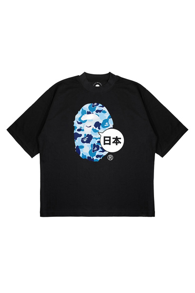 PURE EFFECT Unisex Oversize a Bathing Ape Japan Talk Printed Boxy Fit Thick F...