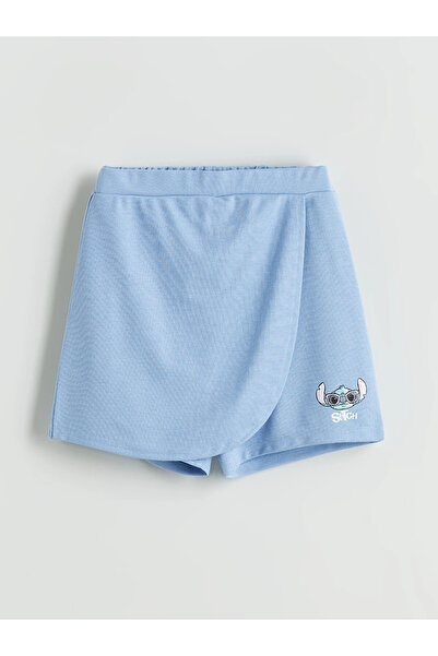 LC Waikiki Lcw Kids Blue Stitch Printed Girl Shorts Skirt