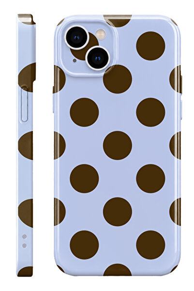 WANNA PROTECT iPhone 15 Kahve Puantiye Protect Slim Parlak Tam Kaplayan Baskı...