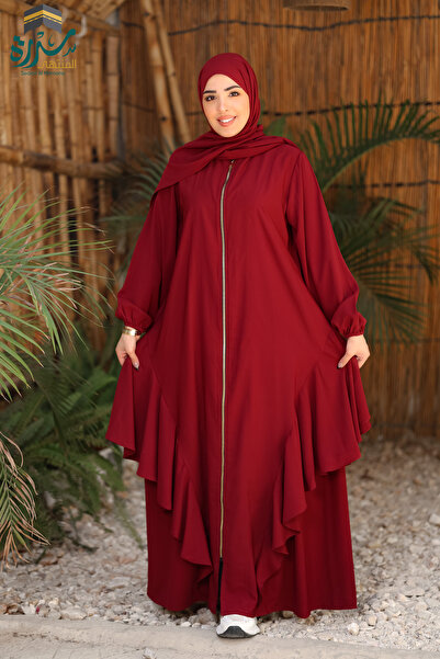 SIDRAALMONTAHA Abaya Model Tawqiyah, Saudi Crepe Material, Loose Fit, Wine Co...