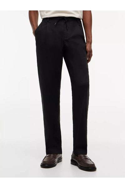 Tommy Hilfiger Erkek Regular Fit Normal Bel Düz Paçalı Siyah Pantolon
