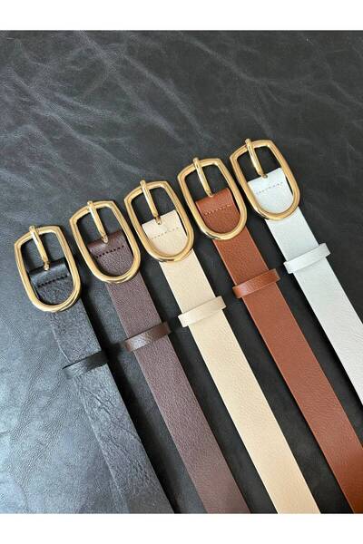 LİA KEMER 5-Pack Mason Oval Gold Buckle Belt Waist Belt Jacket Belt Dress Bel...