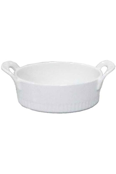 B&D Small Oval Dish 16 cm, White Ceramic Baking Dish with Handles