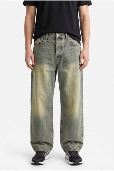 Respire Men's Washed Detailed Baggy Jean Beige