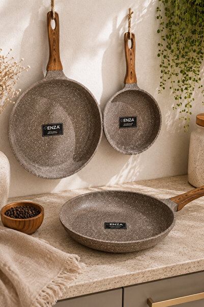 Enza Triforge 3-Piece Cast Iron Pan Set 20-24-28 cm