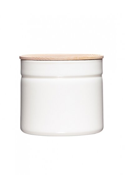 Riess Cutie alimentara Riess, 1.3l, alb pur, 12x13cm, capac din lemn de frasin