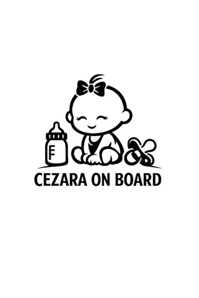 OEM Autocolant decorativ auto  "CEZARA LA BORD ", 10cm, Negru