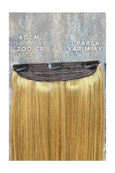 HalitCan HairKing 3 Pieces Half Moon Snap Extensions (200Gr) 60cm Uzbek Hair ...
