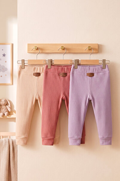 MAHFEL 3-Pack 100% Cotton Flexible Ribbed Baby Alpine Pants Unisex