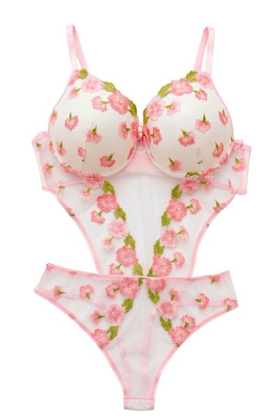 Tılsım Lingerie Women's Brode Detailed Padded Cup Bodysuit with Agraflas and ...