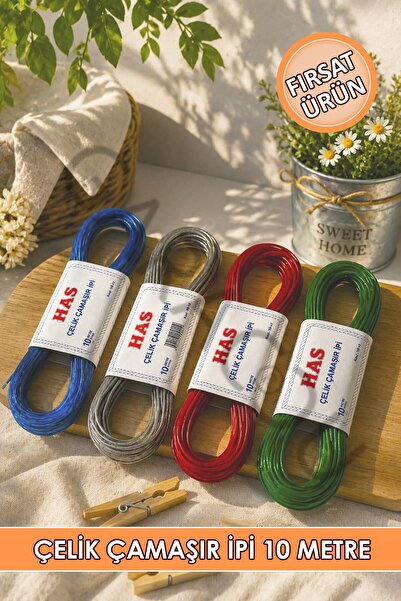 garaccu Çelik Çamaşır İpi 10 Metre Kopmaz 1 Adet