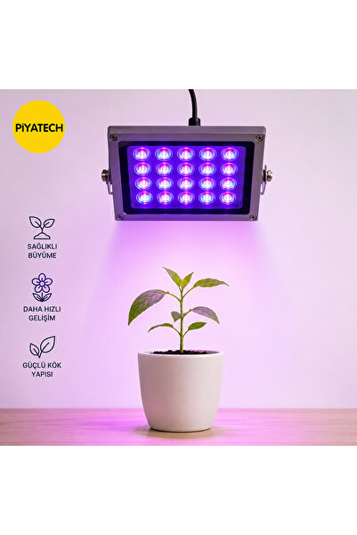 PİYATECH 20W LED Bitki Yetiştirme Projektörü (Grow Light) uv lamba – 10° Lens...
