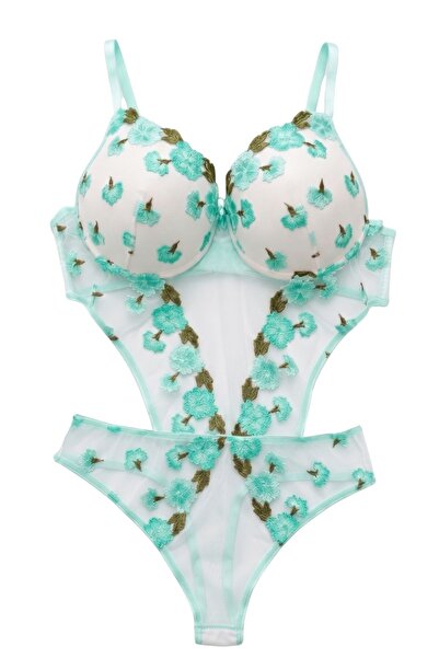 Tılsım Lingerie بدلة نسائية مبطنة بتفاصيل مطرزة مع مشابك تثبيت