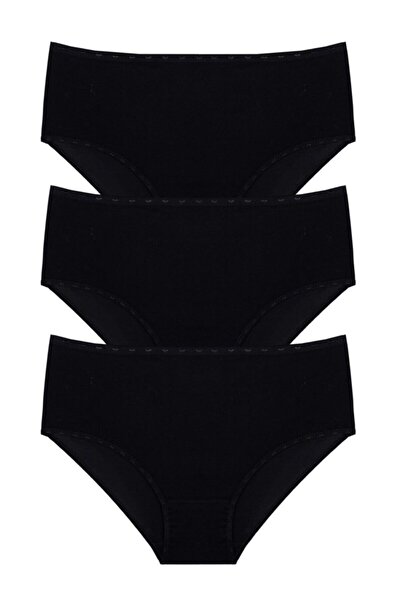 BLACK SWALLOW Women's Black High Waist Bato Panties 3-Pack