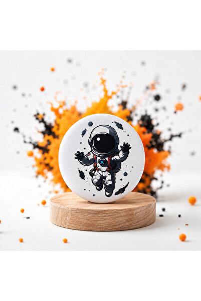 Fynbos Astronot Metal Rozet 44 mm – Uzay Temalı Sevimli Pin Badge | Sırt Çant...