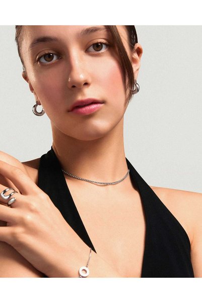 OYRE Silver Tone Thick Thin Hoop Earrings - Tarnish-Free Stainless Steel, Water-Resistant