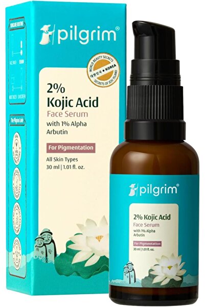 Pilgrim Kojic Acid 2% Facial Serum (30ml) with 1% Alpha Arbutin and Korean Wh...
