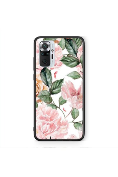 Other Xiaomi Redmi Note 10 Pro 4G Pink rose and laves Black Glossy Θήκη