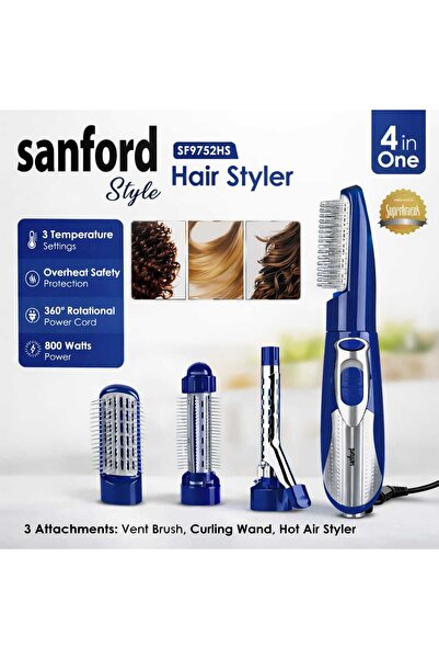Sanford مصفف شعر 4 في 1 طراز SF9752HS فرشاة هواء ساخن للتجعيد بقوة 800 واط