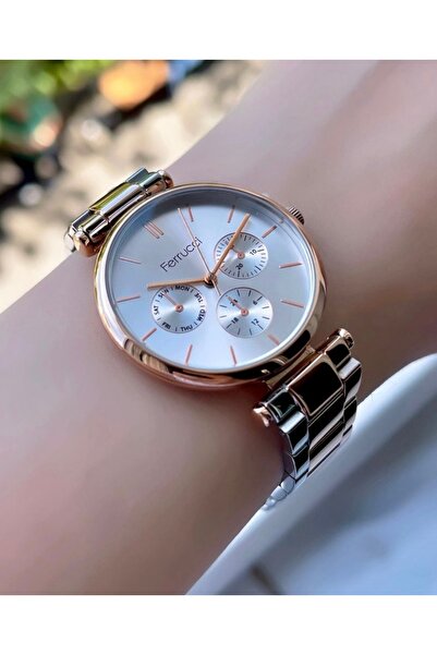 Ferrucci Women's Rose Gold Metal Cord Multi-Display Wristwatch with 2 Year Wa...
