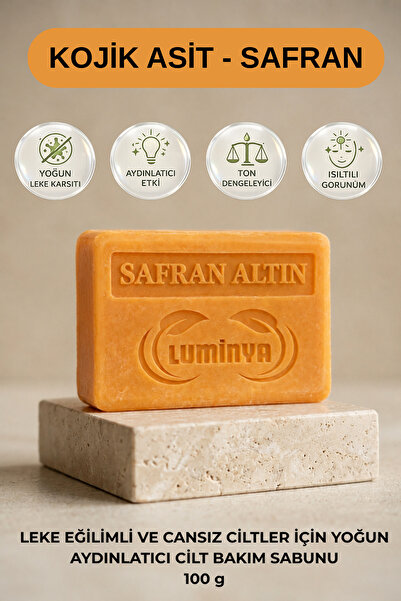 LUMİNYA Safran Kojik Asit Sabunu 100 g | Leke Karşıtı Bakım, Aydınlatıcı ve T...